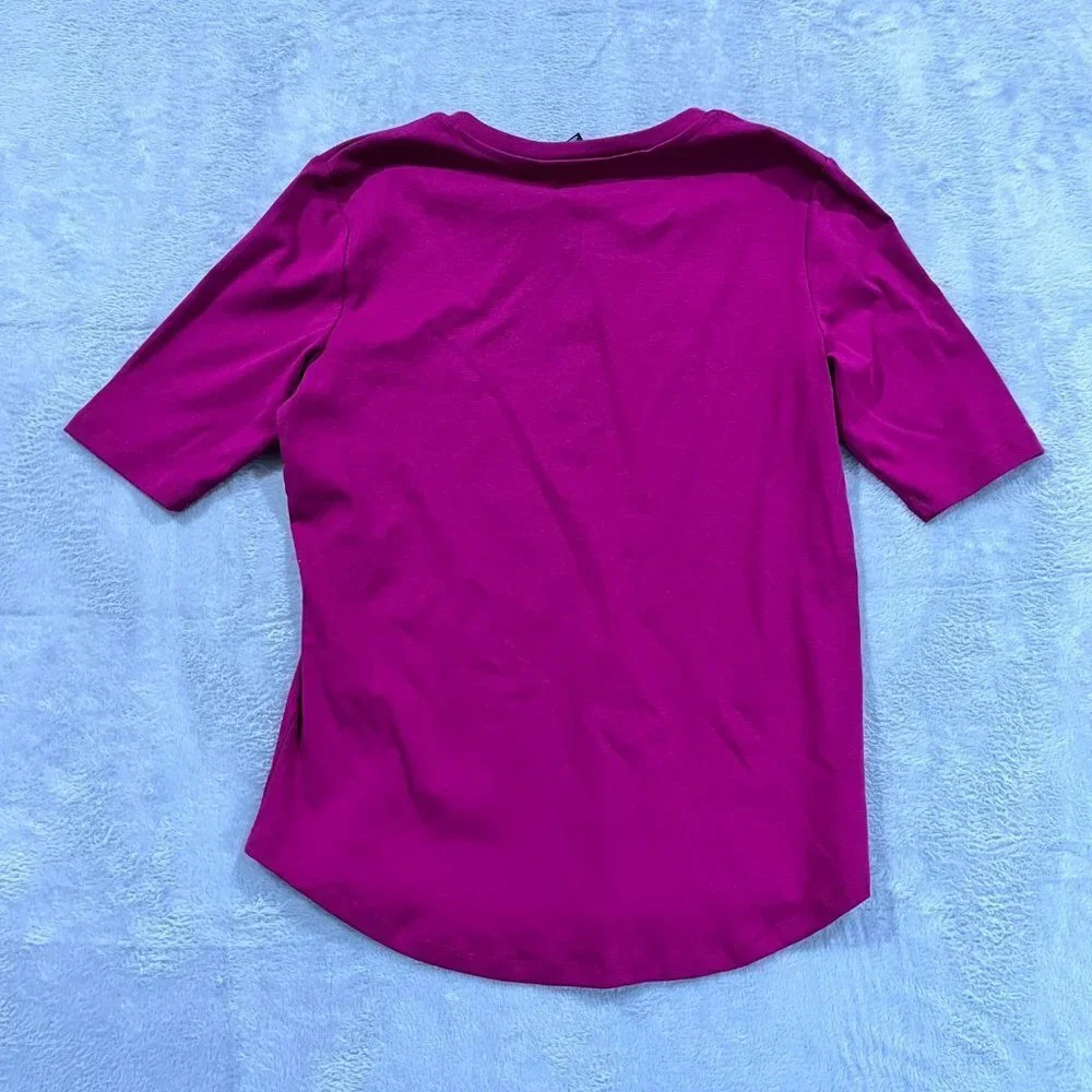 LAUREN Ralph Lauren Lace-Up Stretch Cotton Top Blouse Pink Sz Large NWT‎ Women's